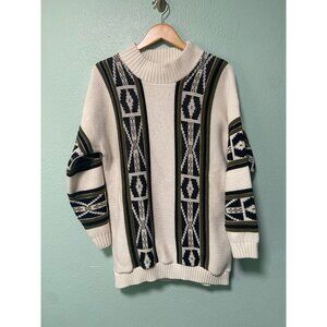 Vintage Clifton Place Unisex Cream and Black‎ Patterned Sweater